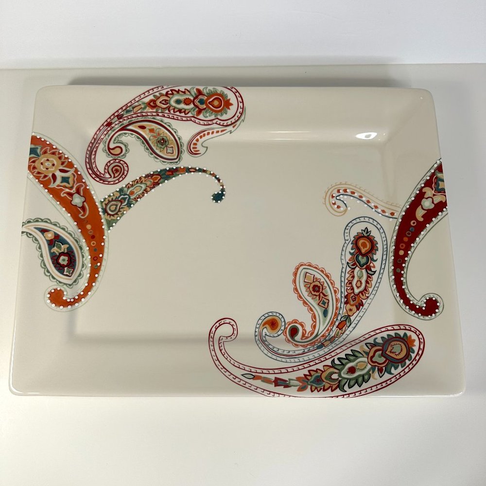 Vintage Paisley Design Long Plate Tabletops Gallery Never Used